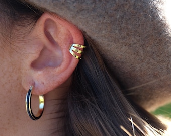Minimalist Ear Cuff Earrings No Piercing Gold Ear Wrap Cartilage Ear Cuff Huggie Hoop Earrings Silver Black Ear Wrap Adjustable