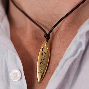 Personalized Surfboard Necklace: Engraved Beach Jewelry, Surfer Gift