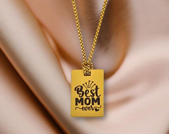 Perfect Gift for Mom Necklace Personalized Gift for Mother Best Mom Necklace Custom Engraved Necklace Gift from Daughter Son for Mothers Day