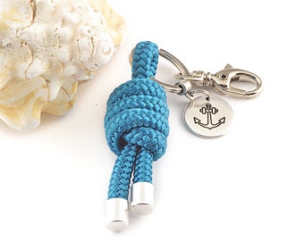 Personalized Rope Keychain Paracord Sailor Gift Nautic Knot Custom Engraved Cord Rope Key Holder Sailing Accessory Nautical Gift Keychain