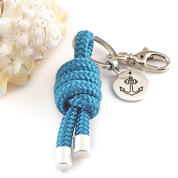 Personalized Rope Keychain Paracord Sailor Gift Nautic Knot Custom Engraved Cord Rope Key Holder Sailing Accessory Nautical Gift Keychain