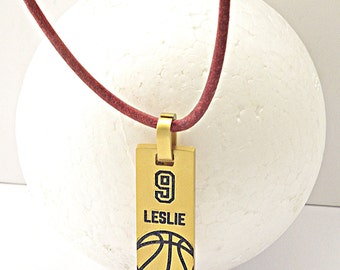 Personalized Basketball Necklace Player Name & Number Necklace Basketball Player Gift Sport Charm Pendant for Athlete Jewelry Gift