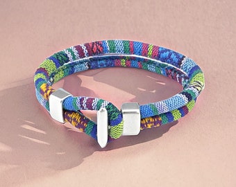 Personalized Surfer Bracelet Men/Women Cool Ethnic Festival Jewelry Surf Gift Summer Cuff Bracelet Multicolor Woven Cord Hook Clasp Bracelet