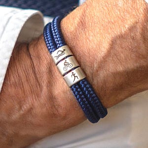 Triatlonarmband Inspirerende sportsieraden voor triatleten en fitnessliefhebbers Gepersonaliseerde paracord-armband gegraveerde bedels