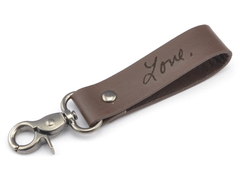 Custom Leather Keychain Actual Handwriting Keychain Grandpa | Etsy