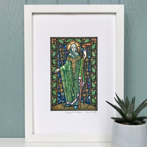 Saint Brigid of Kildare Giclée Print, Saint Bridget, Saint Bride, Patron Saint of Healers, Poets, Blacksmiths, Irish Art, Stained Glass Art