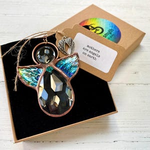 Stained Glass Angel, Mother's Day Gift,  Crystal Suncatcher, Window Decoration, Angel Ornament.