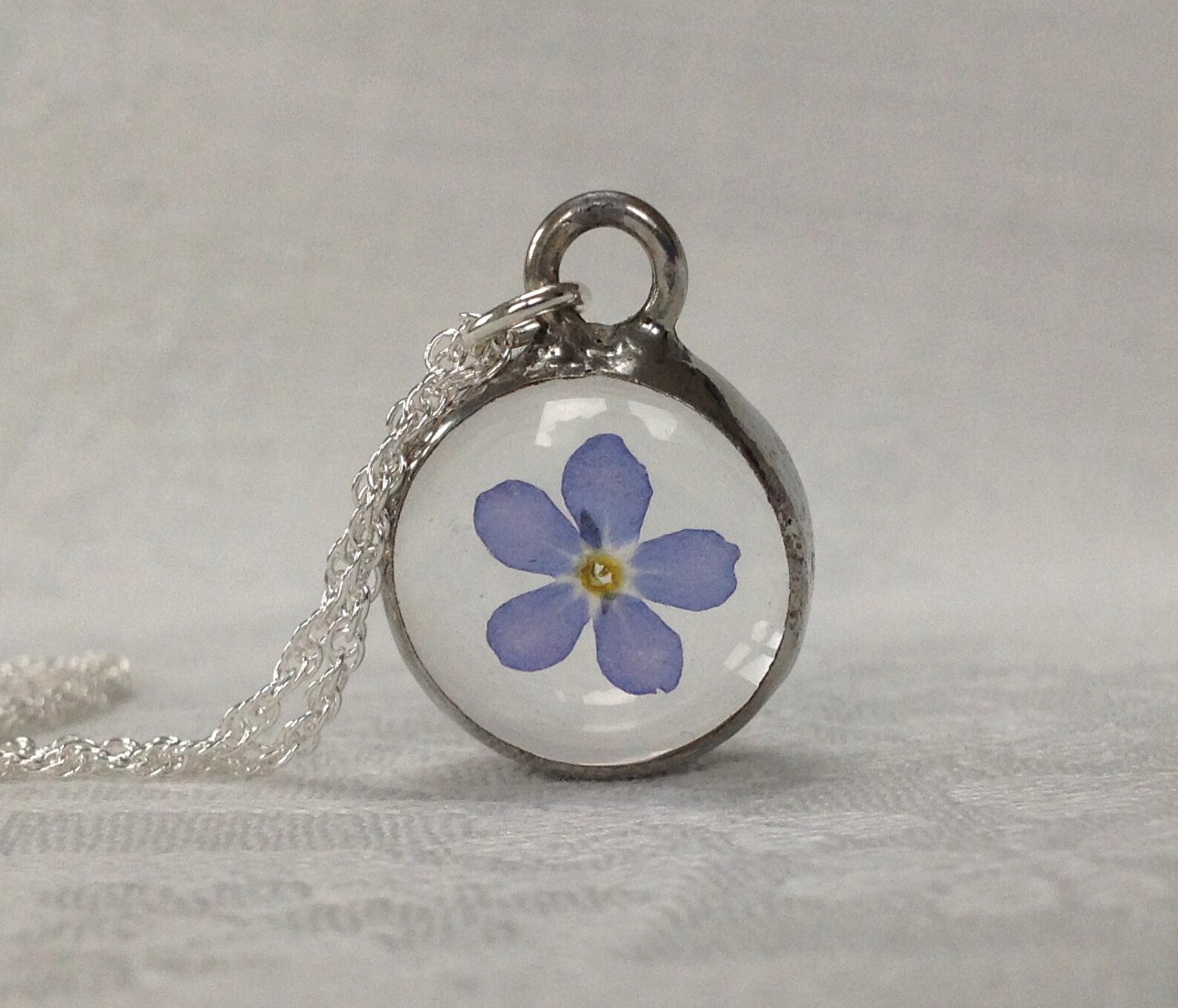 Real Me Not Pressed Flower Pendant on a Sterling Silver Etsy