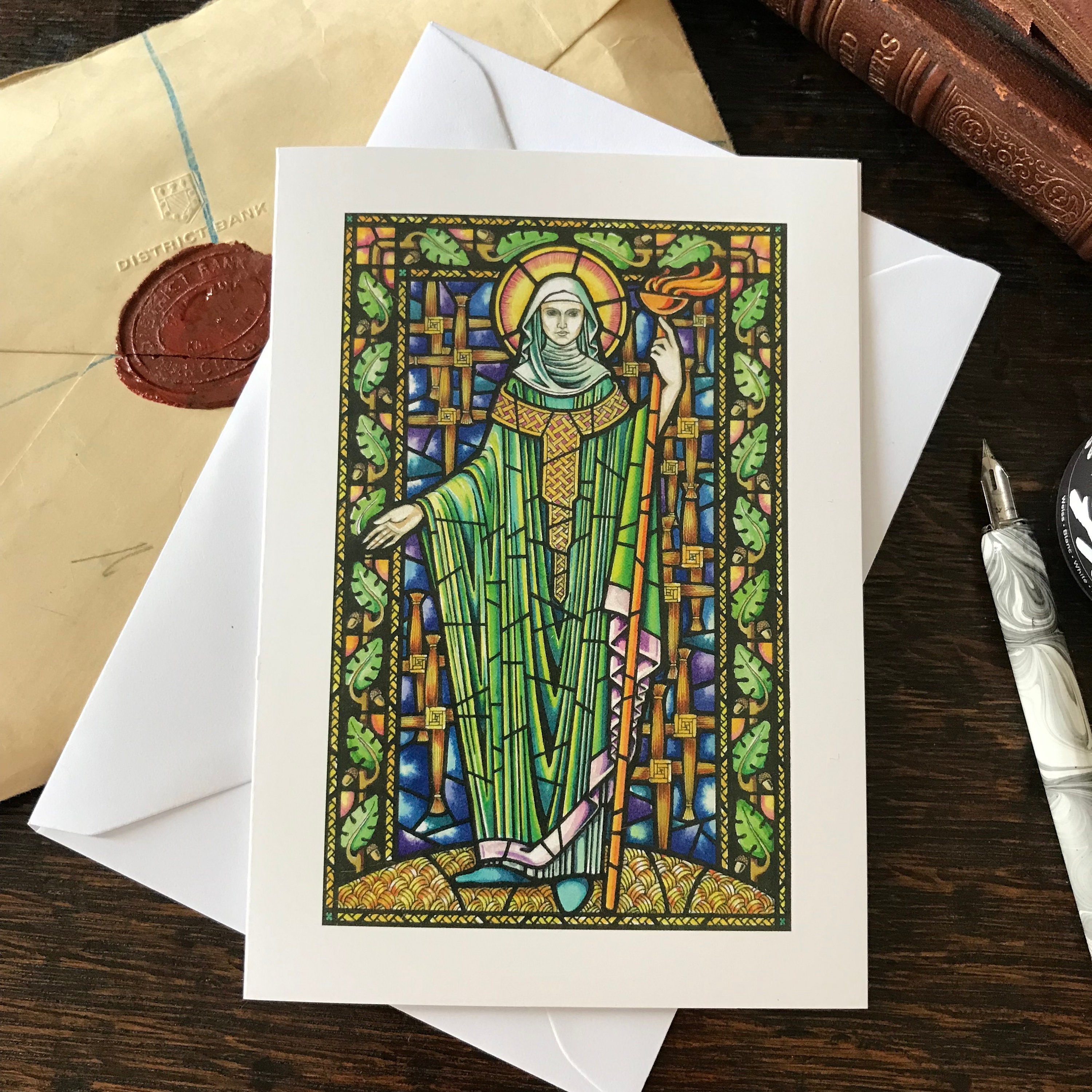 Irish Saint Greeting Card Patron Saint of Healers Stained Etsy UK