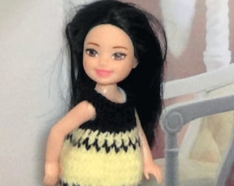 Light Yellow and Black Dress for Fashion Doll such as Chelsea