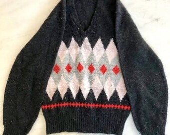 Suéter vintage de rombos para niños pequeños / ropa vintage para niños / ropa retro para niños / camisa preppy para niños pequeños / talla 10 para niños / suéter retro