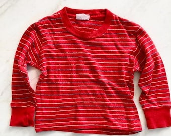 Camisa roja vintage Creston para bebé / ropa vintage para bebé / camisa de manga larga para bebé / ropa de rayas para bebé / ropa Creston / ropa para niños de los años 60