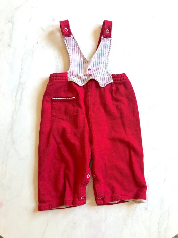 Bright Red and White Vintage Carter's Baby Overall