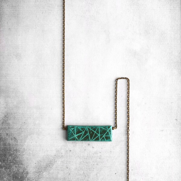 RESERVED Geometric turquoise necklace with mint gray minimal modern handmade pendant for her - gift for woman - christmas gifts