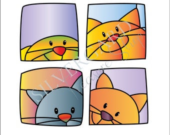 Cute Cats Collection - 4 Stained Glass Patterns PDF – Purr-fect for Cat Lovers