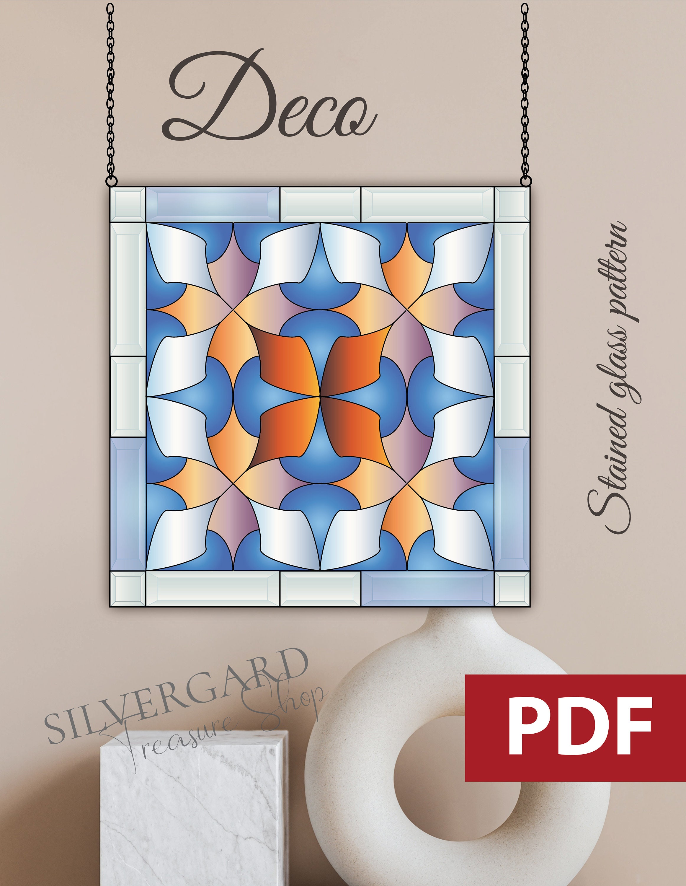 Stained Glass Mosaic Pattern Pdf Digital Download Art Deco Etsy Uk