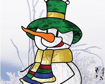 Snowman Stained Glass Pattern PDF – Perfect for Christmas Projects