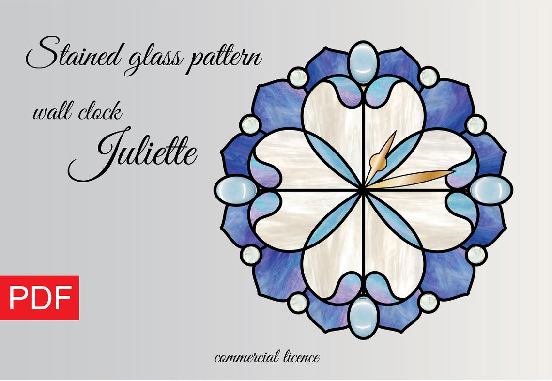Clock Window Pattern Stained Glass Pattern Wall Clock Juliette Download Pdf Resizable ...