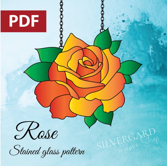 Stained Glass Pattern ROSE Download Digital Pdf Resizable | Etsy