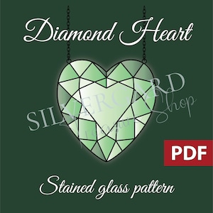 Diamond Heart Stained Glass Pattern PDF – Elegant and Romantic Design