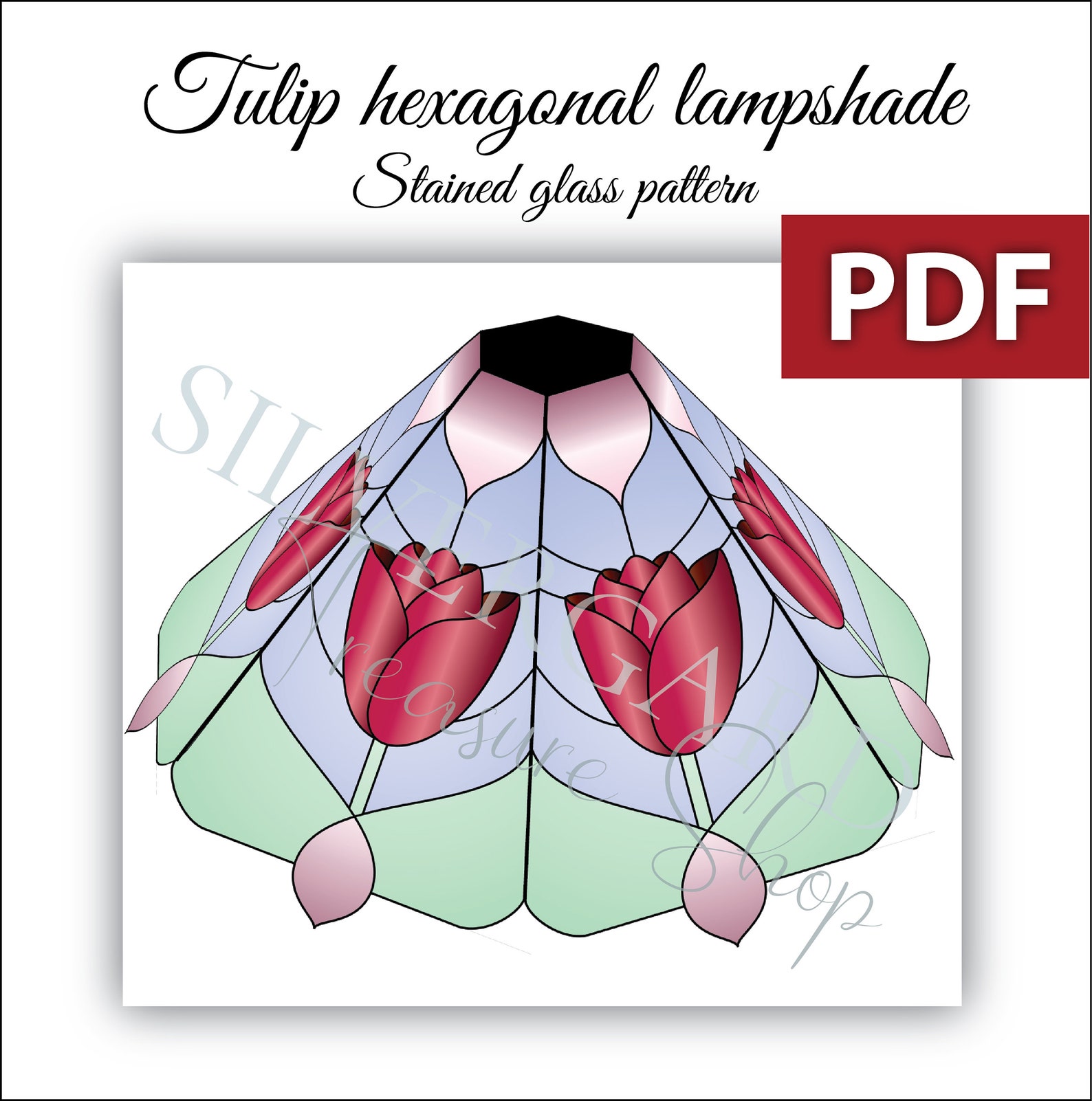 Tiffany Lamp Pdf Pattern Tulip Stained Glass Panel Beginner - Etsy
