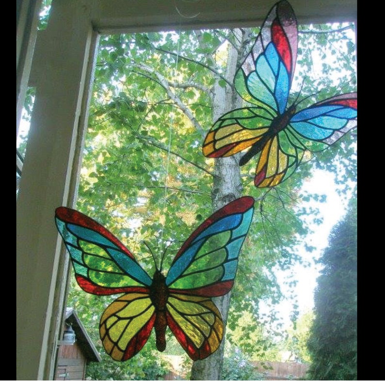 Stained Glass Pattern BUTTERFLY Resizable Printable Pdf Template for Download - Etsy