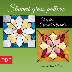 Set of Two Square Stained Glass Patterns PDF – Simple and Elegant Designs