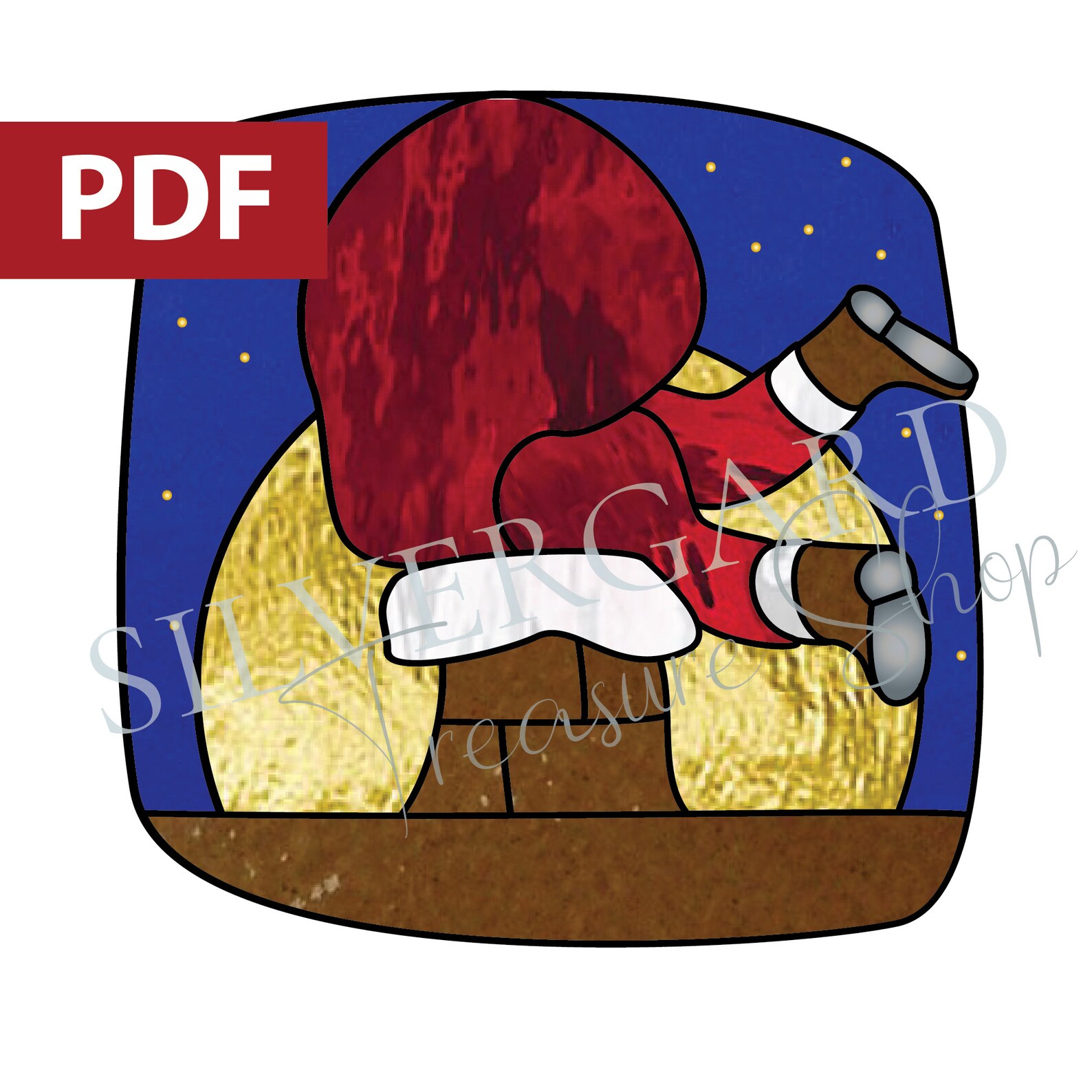 Stained Glass Pattern Set Pdf Download Santa Claus Christmas Suncatcher