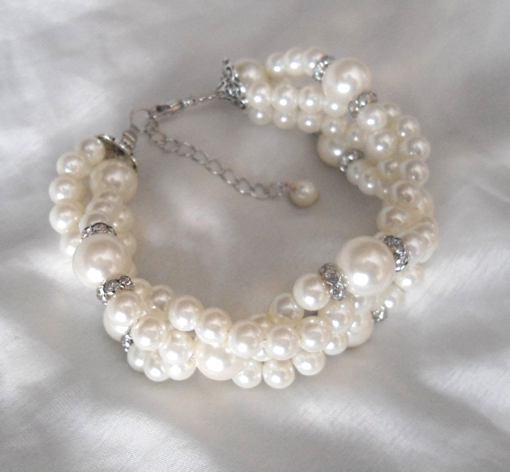 Ivory pearl BraceletPearl BraceletGlass Pearl BraceletPearl | Etsy
