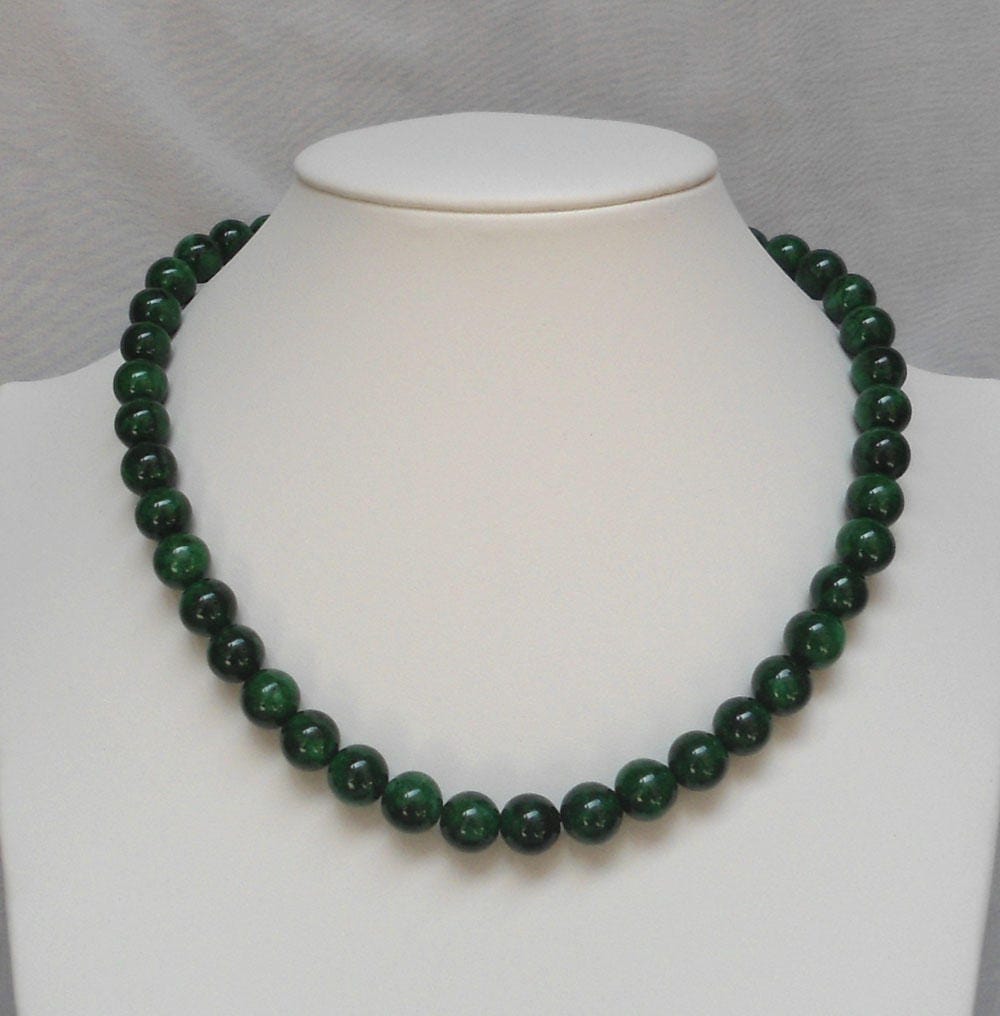 10mm Jade Green NecklaceJade Green necklacewedding | Etsy