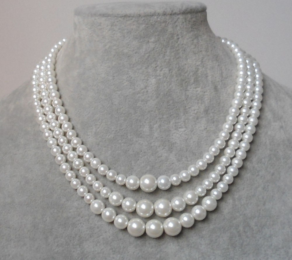 Ivory Pearl Necklacewedding Necklaceglass Pearl | Etsy