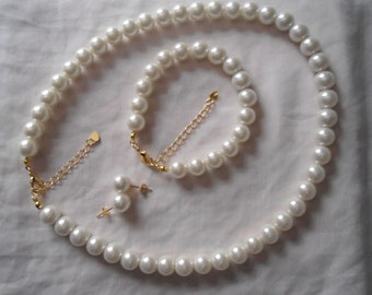 Pearl Sets,Pearl Necklace ,pearl bracelet,Pearl Stud Earrings ,Glass Pearl ,Wedding Necklace,Bridesmaid Necklace,Wedding Jewelry,Jewelry