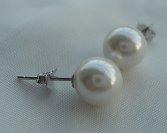 6mm 8mm  10mm Ivory Pearl Stud Earrings, Pearl Earrings,Glass Pearl Stud Earrings,Wedding Jewelry,Bridesmaid Earrings,Wedding Party Gift