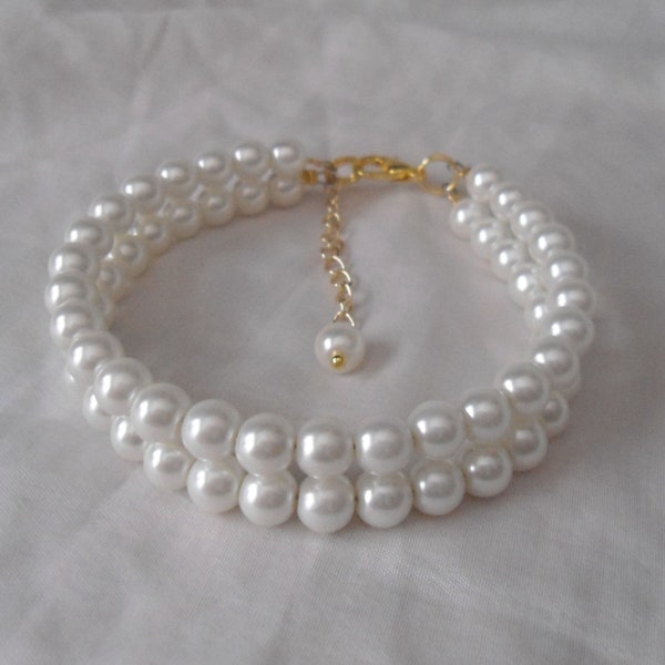 Pearl Bracelet,Two Strands Pearl Bracelet,,Wedding Jewelry,Pearl Jewelry,Bridesmaid Bracelet,Glass Pearl Bracelet,Wedding Bracelet,Jewelry