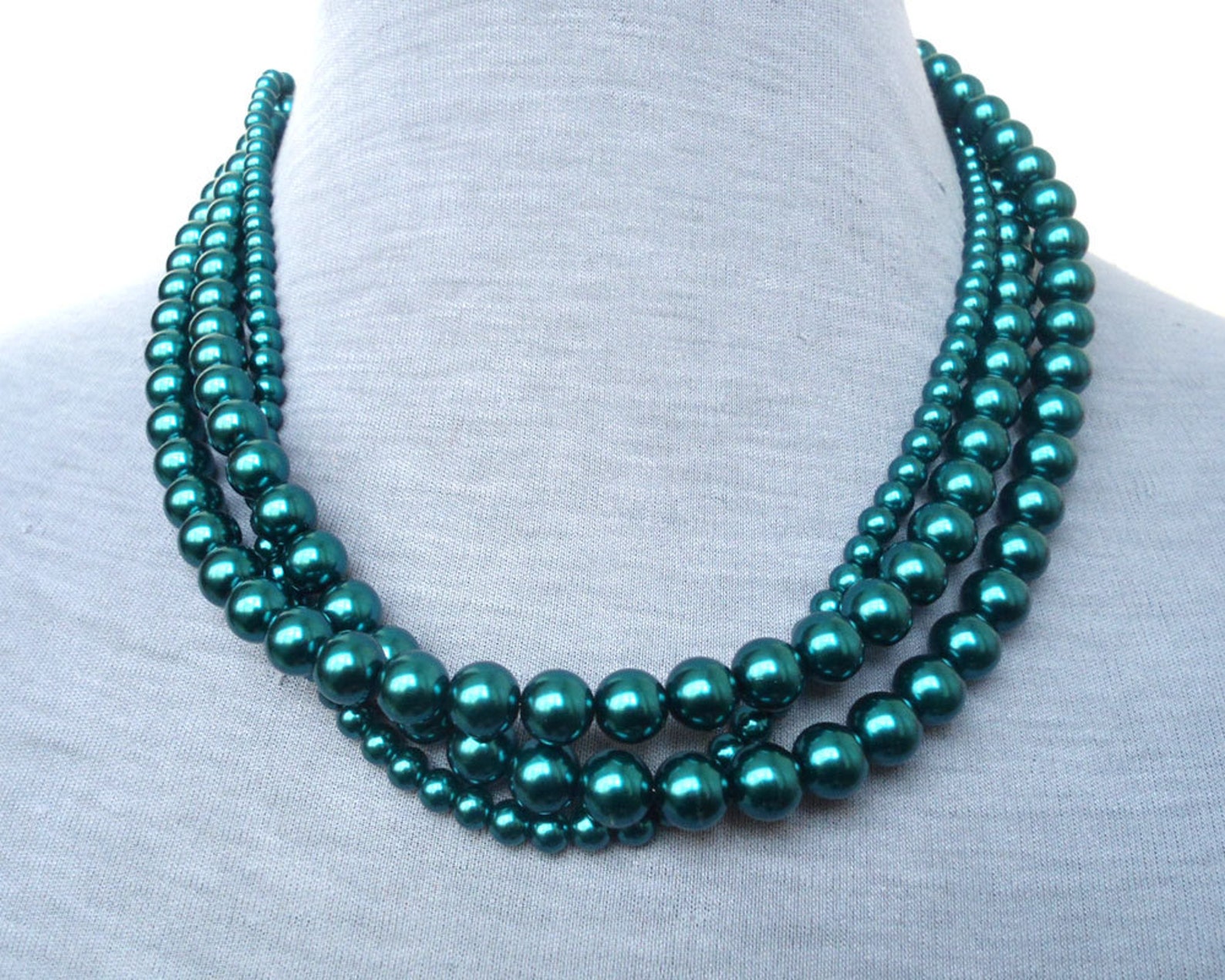 Teal Pearl Necklace Pearl Necklace glass Pearl Necklace3 Etsy