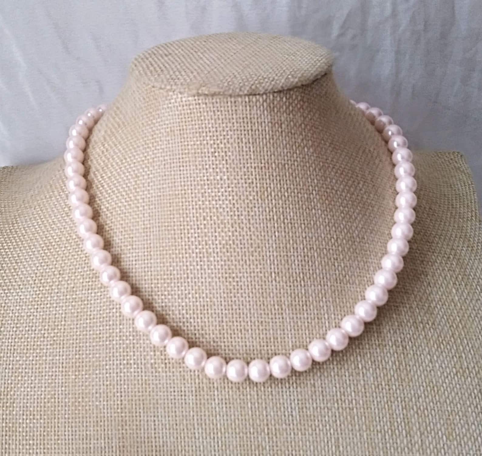 Light Pink Pearl Sets pearl Necklace pearl Bracelet stud Earring glass light-pink-pearl-sets-pearl-necklace-pearl-bracelet-stud-earring-glass