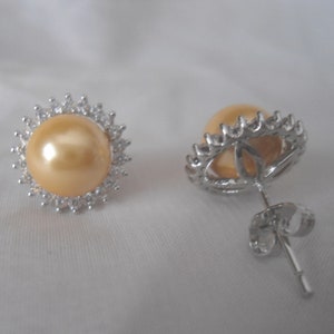 8mm golden Pearl Stud Earrings,Golden Pearl Earrings, Pearl Stud Earrings,Wedding Jewelry,Bridesmaid Earrings,Wedding Party Gift