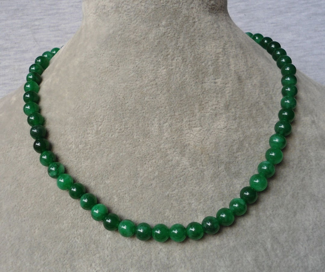 8mm Jade Green Necklacejade Green Necklacewedding - Etsy
