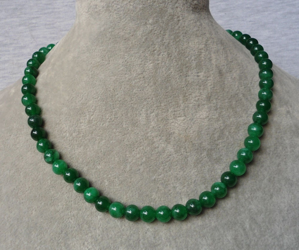 8mm Jade Green Necklacejade Green Necklacewedding | Etsy