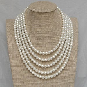 Perlenkette, Elfenbeinperlenkette, Glasperlenkette, 5 Stränge Perlenkette, Hochzeitsschmuck, Brautjungfer Halskette,Hochzeitshalskette