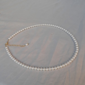 Pearl Necklace,White pearl necklace,one strand 18 Inches 4mm Glass Pearl Necklace,  one strand Pearl Necklace,Wedding Jewelry,Necklace
