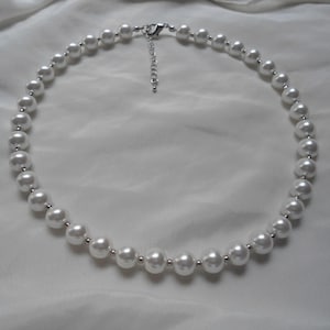 10mm pearl necklace,Ivory pearl necklace,wedding necklace,bridesmaid  necklace, Glass pearl jewelry,wedding gift, Pearl Necklace,