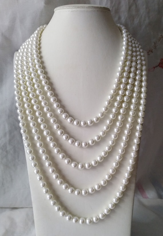 Long Pearl Necklace120glass Pearl Necklace8mm Ivory - Etsy