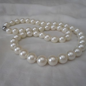 10mm pearl necklace,Ivory pearl necklace,pearl necklace,wedding necklace,bridesmaid  necklace, Glass pearl necklace,wedding gift, Necklace,
