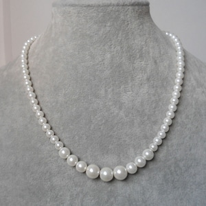 pearl necklace,Ivory pearl necklace,wedding necklace,bridesmaid  necklace, Glass pearl jewelry,wedding gift, Pearl Necklace,