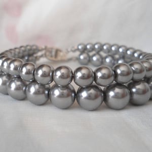 Gray Pearl Bracelet,Pearl  Bracelet, Glass Pearl  Bracelet, Bracelet, Wedding Jewelry,   Jewelry,Bridesmaid Bracelet,Wedding Bracelet,