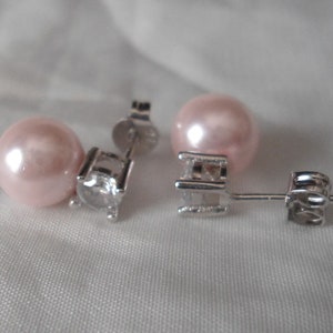 6mm 8mm 10mm light pink Pearl Earring,Pearl Earring,Earring,Glass Pearl Stud Earring,Wedding Jewelry,Bridesmaid Earrings,Party Gift