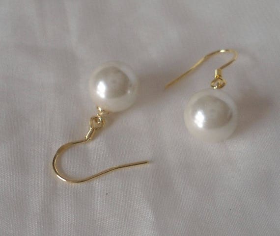 6mm Pearl Earringsglass Pearl Earringsdangle Pearl - Etsy