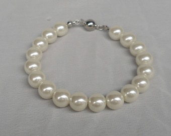 Ivory Pearl  Bracelet, Pearl Bracelet,One Strands Pearl Bracelet,,Wedding Jewelry,Pearl Jewelry,Bridesmaid Bracelet,Glass Pearl Bracelet,