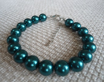 Teal Pearl Bracelet,Wedding Jewelry,Pearl Jewelry,Bridesmaid Bracelet,10mm Pearl Bracelet,Glass pearl Bracelet, Pearl Bracelet ,Jewelry,